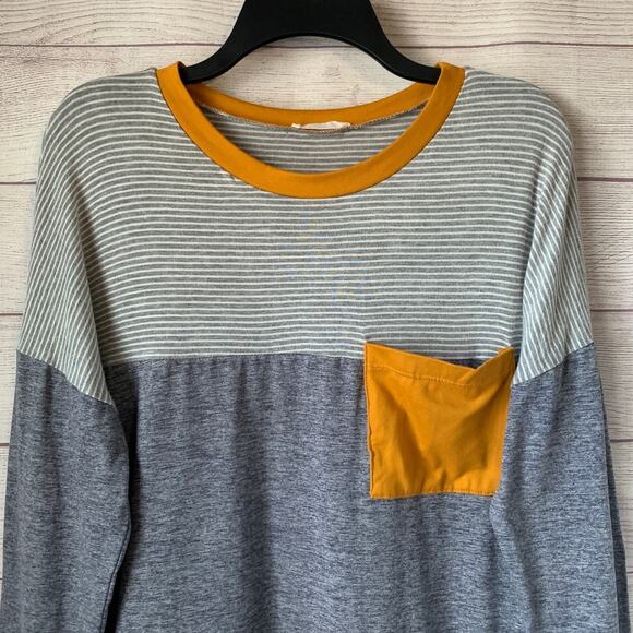 Reborn J Striped Color Block Tunic Top with Long Sleeves and Pocket Size Small - Picture 2 of 11